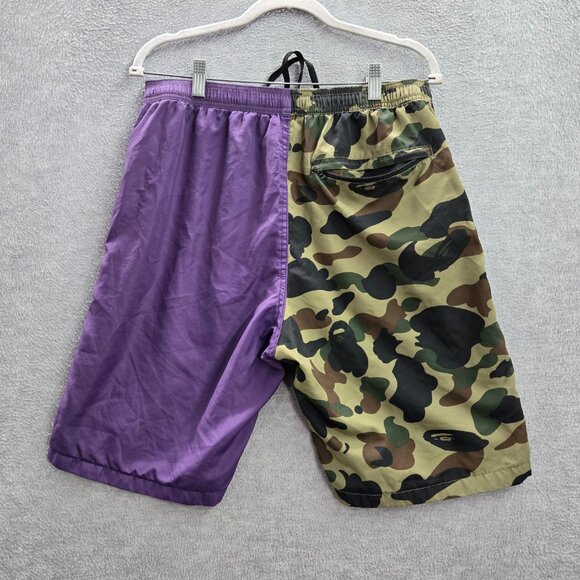 A Bathing Ape Men Shorts XL Purple Camouflage Polyester‎ Shark Face READ - Picture 8 of 12